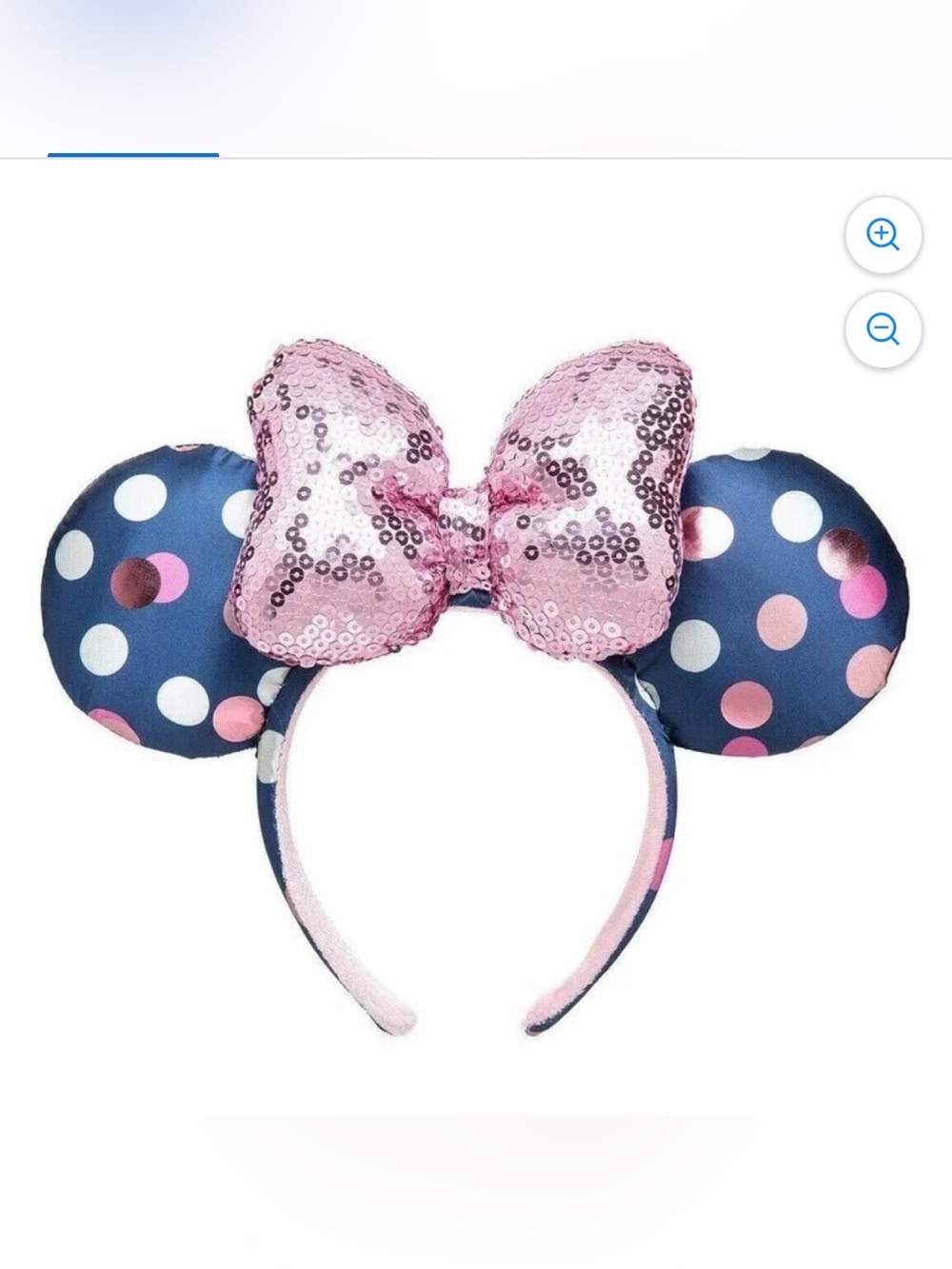Disney Polka Dot Minnie Ears Headband with Pink Sequin Bow